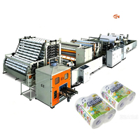 Machine de laminage adhésif entièrement automatique pour rouleaux d'essuie-tout de cuisine et de papier toilette, avec fonction de rembobinage