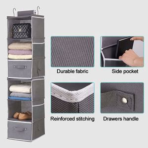 Custom Clothes Detachable Hanging Organizer with Beside Bag 2 Separable Hanging Shelves for Wardrobe - Product Image 3