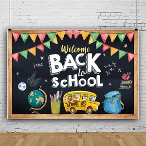 Bienvenida Back Party Decoraciones Tela grande Back To School Sign Telón de fondo Banner Photo Booth Fondo para Back To School