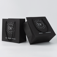 Sac d'Emballage en Papier Kraft Personnalisé de Luxe, Noir Mat, avec Logo Imprimé, pour Cosmétiques et Cadeaux - Vente en Gros