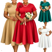 Robes d'été J636 pour femmes, robes décontractées à col rond et manches courtes, robes de bureau élégantes, robes africaines pour femmes