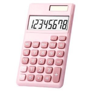 Mini calculadora rosa de 68 mm x 115 mm, alimentada por energía solar, con pantalla de 8 dígitos, calculadora portátil para estudiantes para uso diario - Product Image 3
