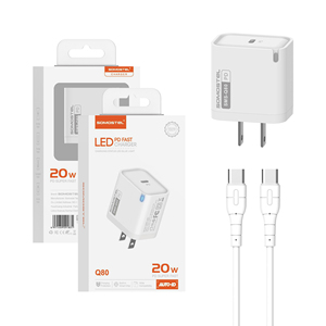 [Somostel Charger] Q80 <span class=keywords><strong>Chargeur</strong></span> mural USB C <span class=keywords><strong>rapide</strong></span> 20W avec lumière LED, <span class=keywords><strong>bloc</strong></span> de charge de voyage 2-en-1 pour <span class=keywords><strong>iPhone</strong></span> (vente en gros) - Product Image 4