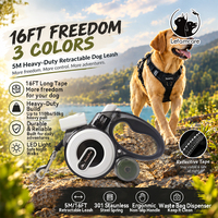 Laisse Rétractable Intelligente pour Chien de 4,8 m avec Lampe Torche LED, en Nylon et Acier, pour Grands Chiens – Commande en Gros