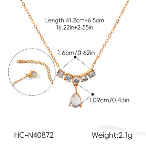 Collar Minimalista con Colgante Geométrico de Circonita, Antideslustre, Pulido, de Acero Inoxidable con Baño de Oro de 18K, Accesorios Diarios para Mujer - Product Image 5