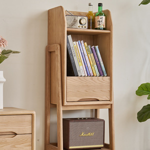 Aoga Furniture <b>Solid</b> <b>Wood</b> Small <b>Bookcase</b> With Drawer And Shelf For Living Room Office Storage Rack - Product Image 4