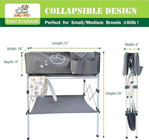 อ่างอาบน้ำพกพาสำหรับสุนัขแบบพิเศษ  พร้อมขาตั้งยกสูง  สถานีอาบน้ำสุนัขแบบพกพาสำหรับใช้ในบ้าน พร้อมราวแขวนผ้าขนหนูและที่เก็บของ - Product Image 4