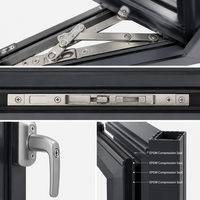 Fenêtre à auvent moderne en aluminium à triple vitrage, à rupture de pont thermique, insonorisée et étanche, avec volet roulant pour cuisine