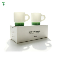 Jade Weiße Glas-Kaffeetassen Farbige Borosilikat-Einwand-Glasteetassen Kaffeebecher mit Henkel Maßgefertigte Farbige Glasbecher