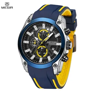 MEGIR 2144 2024 nouvelles montres Top marque de luxe Sport montres-bracelets chronographe lumineux Date Quartz Moda montre en cuir mâle horloge