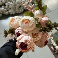 Vente chaude Bouquet De Pivoine Européenne 13 Têtes Pivoines Fleur Artificielle Décor De Mariage Soie Real Touch Grandes Pivoines Rouges
