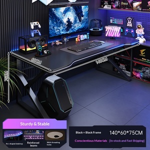 Bureau d'ordinateur moderne, ensemble table et chaise pour <span class=keywords><strong>e</strong></span>-sport, structure métallique, surface en bois, simple, pour adulte, maison, bureau, chambre, <span class=keywords><strong>gaming</strong></span> - Product Image 6