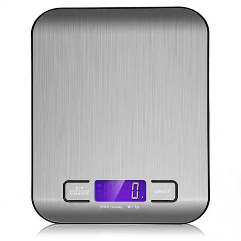 Digital Kitchen Scale LCD Backlight Fingerprint-Proof Stainless Steel Platform 5Kg Weighing Device Electric Food Electronic Smar