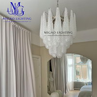 Lustre en verre vintage français médiéval de luxe, suspension texturée en gouttes d'eau transparentes pour villa, salle à manger, salon, chambre
