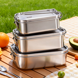 Scatola Bento 304 Xinyuan in acciaio inossidabile da 800ml/1200ml/1400ml a prova di perdite con divisore rimovibile e manico in acciaio inossidabile - Product Image 5