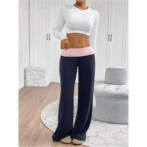 Pantalon de survêtement large pour femme, taille basse, pliable, décontracté, en tricot - Product Image 3