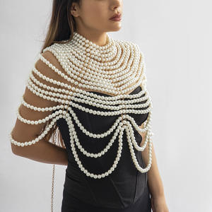 Mylulu Top Vente Collier de Mariée Châle Set Handmade Pearl Tassel Chaîne de Corps en Alliage pour Robes de Mariée Élégantes - Product Image 4