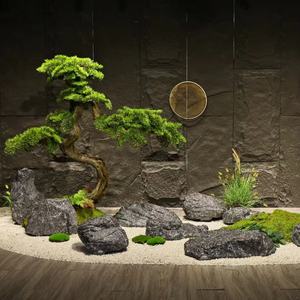 Decorazione per la casa ornamenti interni simulazione roccia artificiale vista montagna nera ornamento di pietra per il centro del giardino - Product Image 2