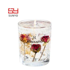 Bougeoirs personnalisés en verre parfumé à la cire de gelée de fleurs séchées Vente en gros Fournisseurs directs Bougeoirs décoratifs - Product Image 1