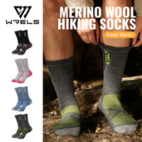 WRELS Chaussettes en laine mérinos en gros avec logo personnalisé, chaudes, respirantes, universelles, antidérapantes, douces et épaisses