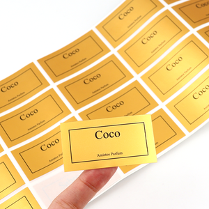 Marchio personalizzato ECO adesivo foglio foglio d'oro timbro in metallo metallico argento etichette in vinile PVC per profumo aggiungi il tuo <span class=keywords><strong>Logo</strong></span> - Product Image 1