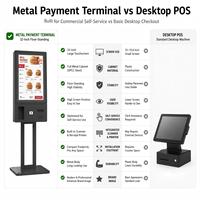 Kiosque tactile sur pied de 32 pouces, kiosque en libre-service, kiosque de commande automatique, paiement en option, imprimante, lecteur de codes-barres, caméra