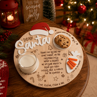 Plateau à biscuits personnalisé en bois Pafu pour la Sainte Nuit de Noël, plateau à friandises pour biscuits au lait, plateau à collations de Noël