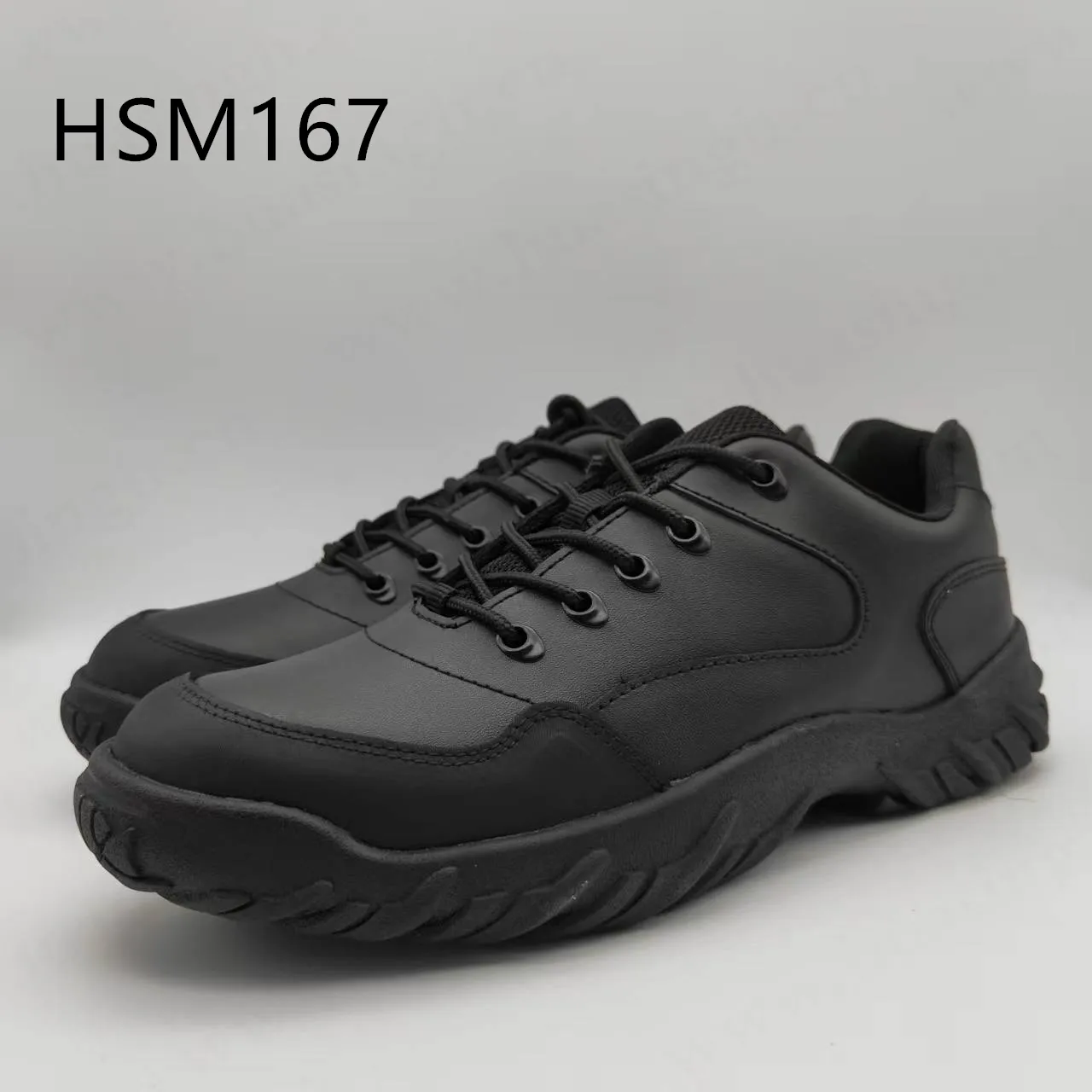 ZH Low-cut Aging Resistant Sole Essentials Outdoor Hiking Shoes Black Anti-tear Natural Cow Leather Combat Boots HSM167