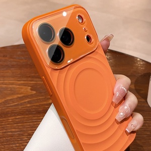เคสโทรศัพท์มือถือซิลิโคนเหลวแบบแม่เหล็ก Fashion Ripple สำหรับ iPhone 17 15 16 Pro Max พร้อมฟิล์มกันรอยเลนส์ HD - Product Image 3