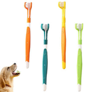 Brosse à <span class=keywords><strong>dents</strong></span> pour <span class=keywords><strong>chien</strong></span> en plastique écologique Rarlon DB-1, multicolore, design 3 faces à 360 degrés pour les soins dentaires - Product Image 1