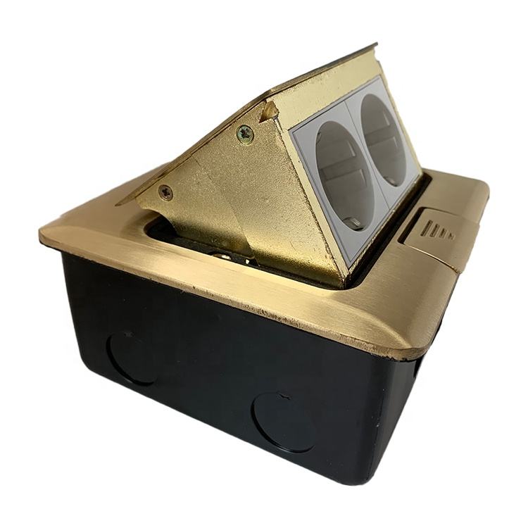 VNX Gold Color Floor Socket Pop up 2 Gang Socket Floor Pop up Socket Outlet for Home