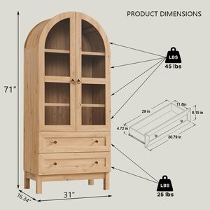 Armoire de rangement de cuisine moderne en bambou SENYU, durable, avec 2 tiroirs et 4 étagères, pour îlots et chariots - Product Image 4