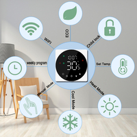 Termostato Inteligente Tuya con Pantalla Táctil a Color Programable por Aplicación Wifi para Calefacción Hidrónica Eléctrica 220V AC de Montaje Empotrado