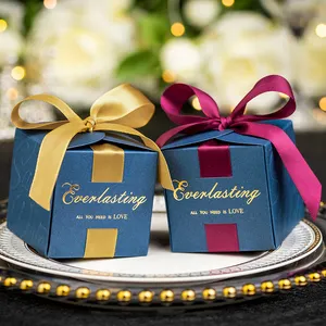 Luxus quadratische Geschenkverpackungsboxen quadratische Bonbonbox mit Bändern und Perlen Hochzeit Geburtstag Weihnachten Party Süßigkeiten-Lieblingsbox