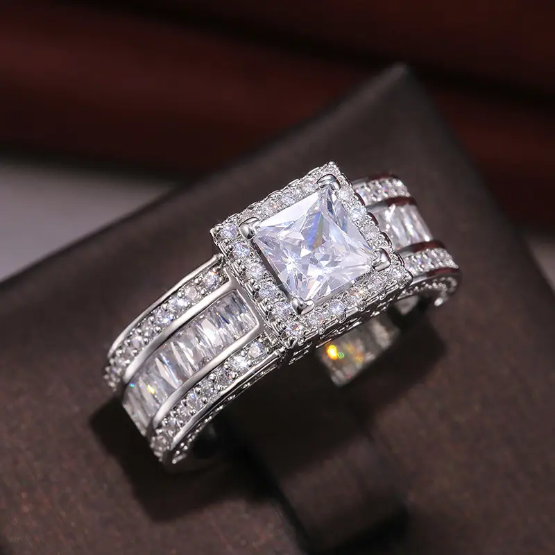 Modeschmuck Runde Form Ringe für Frauen Männer Luxus Silber Ring große glänzende Zirkon ringe 6G Valentinstag Geschenk