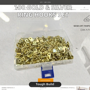 Lot de 100 crochets de suspension semi-circulaires à un trou, plaqués zinc, finition fer doré/argenté, accessoires de quincaillerie, en une boîte - Product Image 2