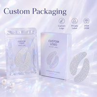 Premium holografische hydrogel oogpatches collageen laser glitter oogmasker transparante folie voor beautymerkpromotie