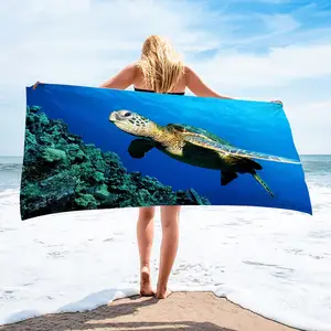 海龟沙滩巾印花游泳浴巾成人再生超细纤维海龟沙滩巾