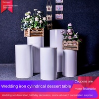 Support à gâteau de mariage blanc durable, cylindre, socle, table de dessert, ensemble de cinq pièces, carton
