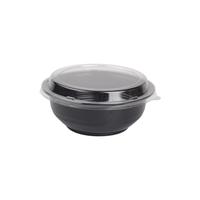Vente en gros d'usine JS-129 Boîtes à lunch en PET Emballage alimentaire en plastique Boîte alimentaire jetable de qualité alimentaire Bols ronds pour salades 700ML avec couvercle