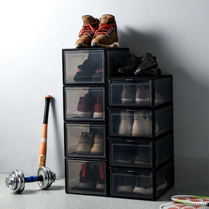 Giá Tốt Nhất Tùy Chỉnh <span class=keywords><strong>Stackable</strong></span> Sneaker Trượt Ra Rõ Ràng Trong Suốt Pp Nhựa Có Thể Gập Lại Lưu Trữ Đen Drop Front Shoe <span class=keywords><strong>Box</strong></span> - Product Image 2