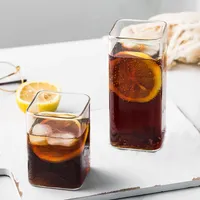 1 STKS Creatief Vierkant Glas Transparant Koud Drankje Grote Capaciteit Ijskoffie Melk Thee Drinkbeker Rode Wijn Glas Koffiekopje