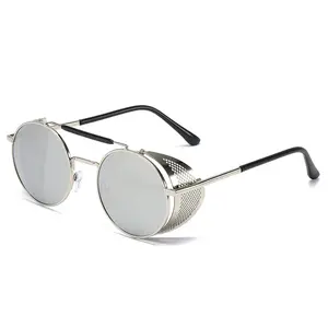 Fashionable Gothic Side Shield Round Metal Women Men Vintage Steampunk Sunglasses Small Frame Sun Shade Sunglasses