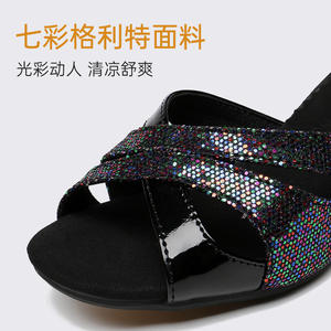 WUIWUIYU Zapatos de Baile para Mujer con Correa de Tobillo 2.2, Tacones para Baile de Salón, <span class=keywords><strong>Salsa</strong></span>, Tango, Flamenco, Latino, Paso Doble, Sintético con Brillo - Product Image 3