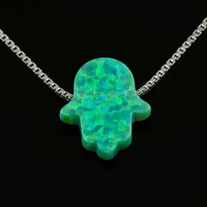 OP11 Kiwi venta al por mayor joyería de moda Hamsa forma ópalo sintético colgante/Joyería de ópalo - Product Image 3