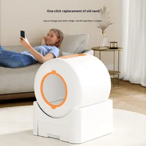 Caja de arena inteligente <span class=keywords><strong>para</strong></span> <span class=keywords><strong>gatos</strong></span>, <span class=keywords><strong>extra</strong></span> <span class=keywords><strong>grande</strong></span>, completamente cerrada, a prueba de salpicaduras, limpieza completamente automática, desodorizante, Gato ecológico - Product Image 3