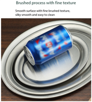 Assiette de service ovale en acier inoxydable 201, au design élégant, idéale pour le tiramisu, les steaks, les pâtes, la pizza et les dîners à la maison.