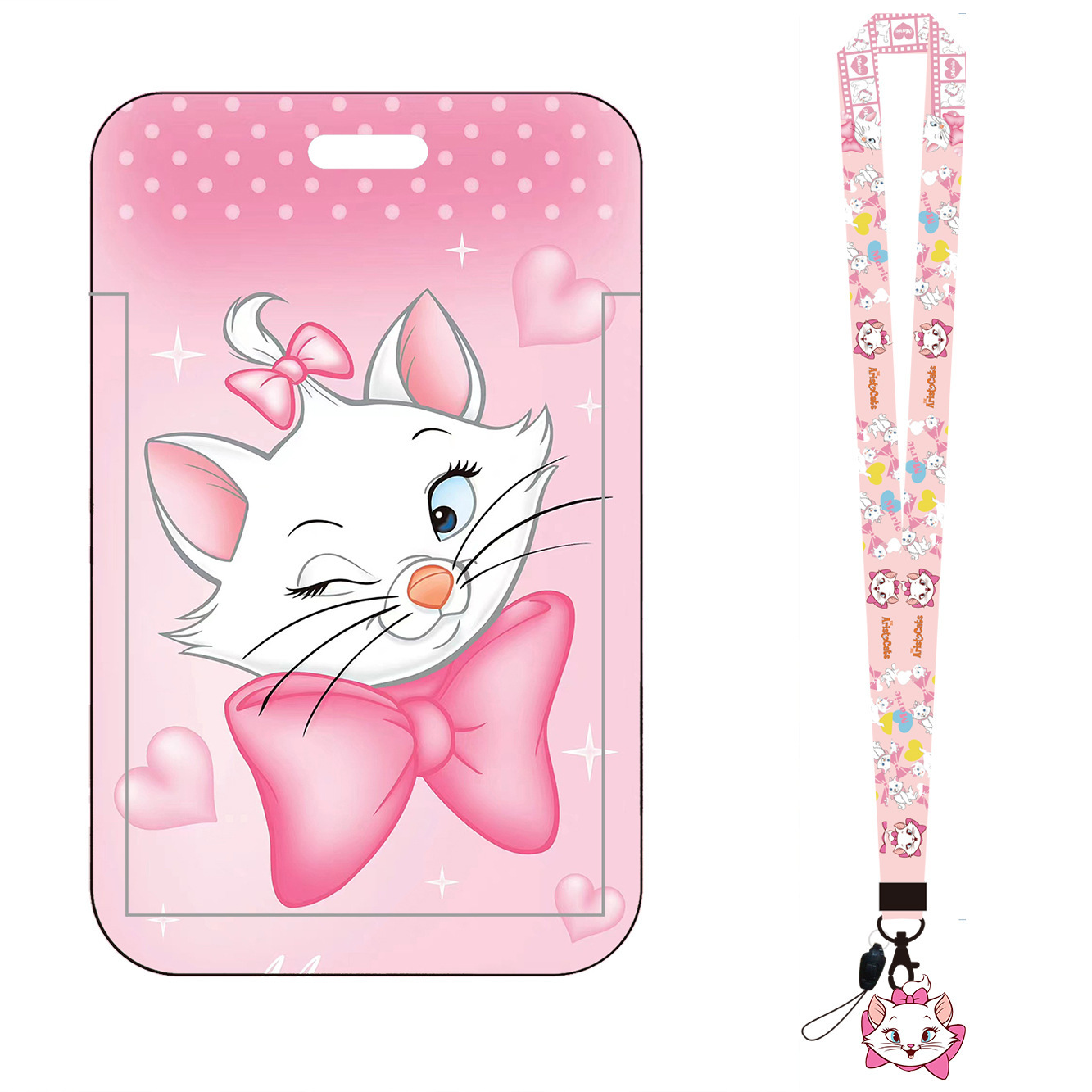 ID Credit Lovely Cartoon Marie Cat Card Holder Cute the AristoCats Lanyards with Pendant Campus Hanging Neck Plastic Card Case Image 5