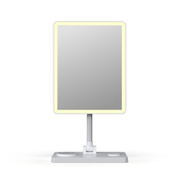 Mini miroir de maquillage LED pliable, portable, en ABS, chargeur de téléphone sans fil 15W, vente en gros OEM