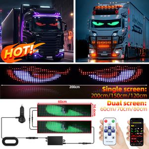 Lumière LED à panneau de pixels pour camion, télécommandée par application, effet 'Devil Eye', 12-24V, éclairage de texte personnalisable DIY, défilant, pliable, pour tableau de bord et pare-brise - Product Image 1